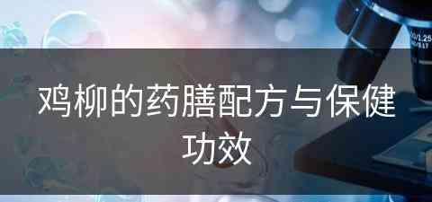 鸡柳的药膳配方与保健功效(鸡柳的药膳配方与保健功效是什么)